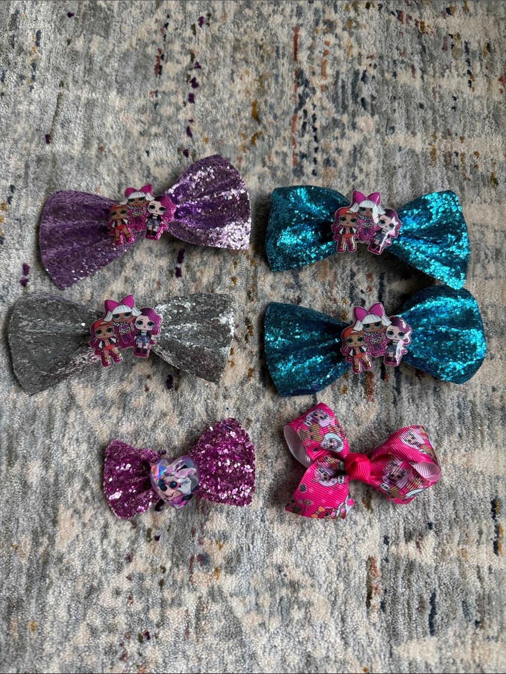 LOL Doll Glitter Bow Hair Clips - Assorted Colors